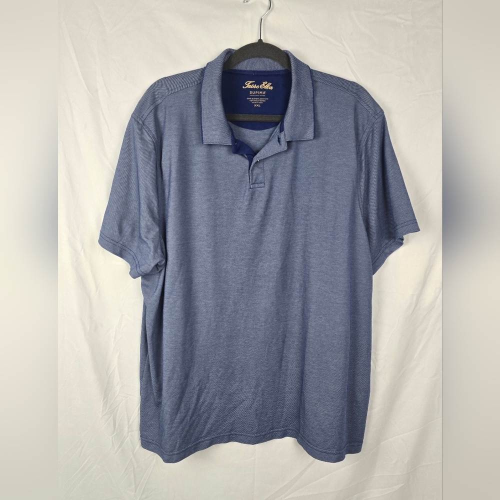 Tasso Elba Supima Men's Blue Short Sleeve Polo Shirt sz XXL Casual Preppy